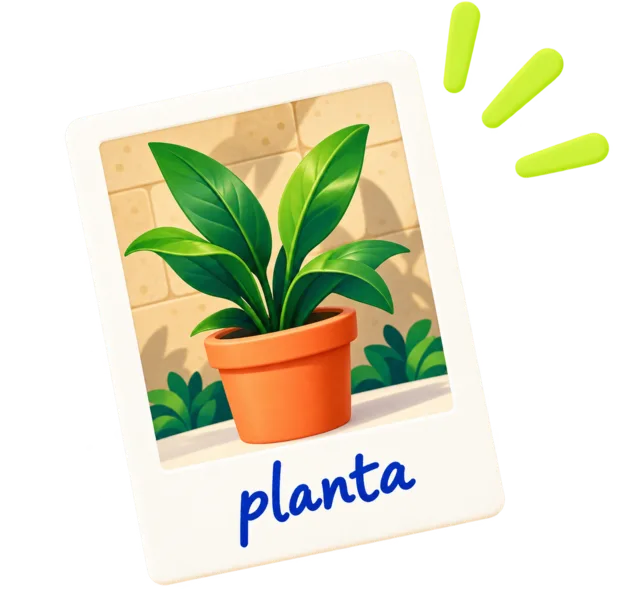 A photographed plant saved as the Spanish word planta